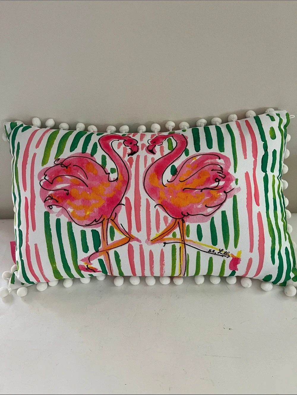 Lily Pulitzer Pink Flamingo Decorative Throw Pillow
